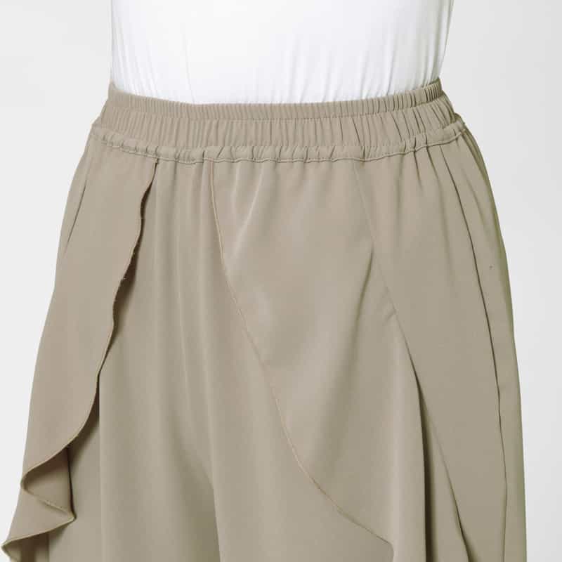 BARNEYS NEW YORK ウォッシャブル サイドフリルデザインワイドパンツ BEIGE
