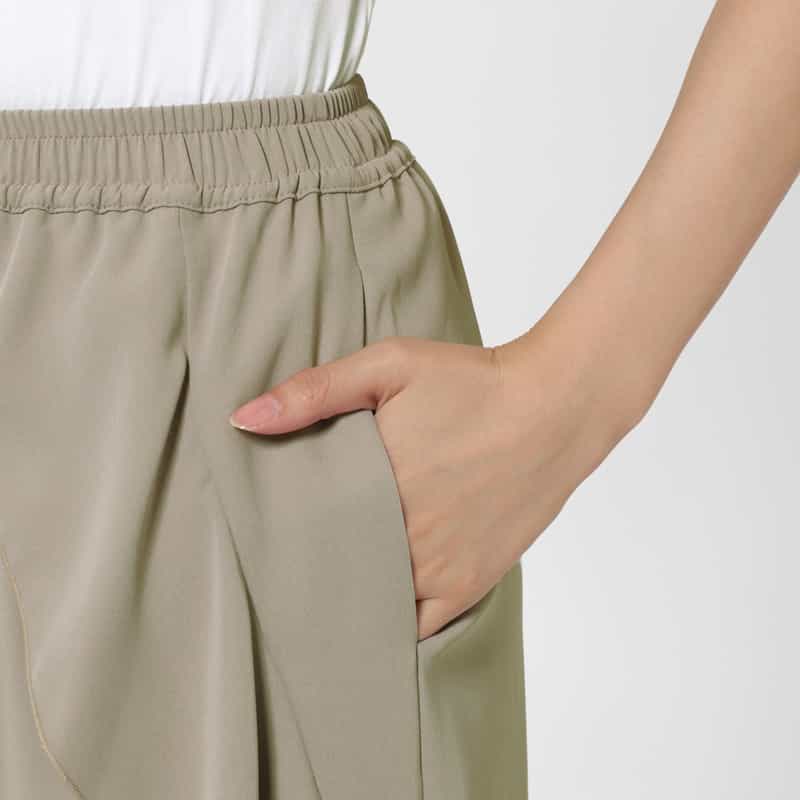 BARNEYS NEW YORK ウォッシャブル サイドフリルデザインワイドパンツ BEIGE