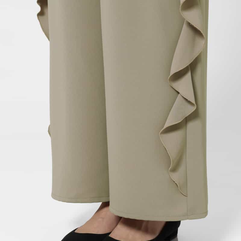 BARNEYS NEW YORK ウォッシャブル サイドフリルデザインワイドパンツ BEIGE