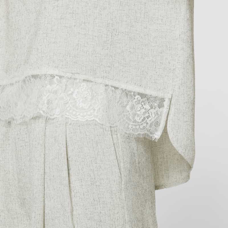 BARNEYS NEW YORK セットアップ ツイードライク レースブラウス BEIGE