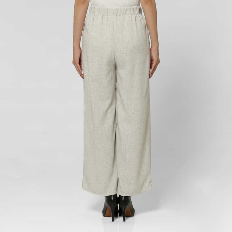 BARNEYS NEW YORK セットアップ ツイードライク ドローストリング付きタックワイドパンツ BEIGE