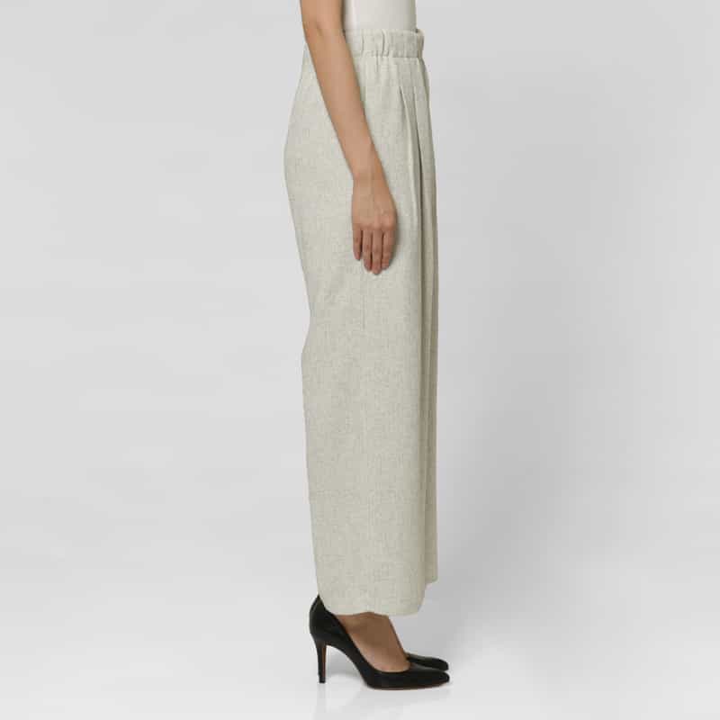 BARNEYS NEW YORK セットアップ ツイードライク ドローストリング付きタックワイドパンツ BEIGE