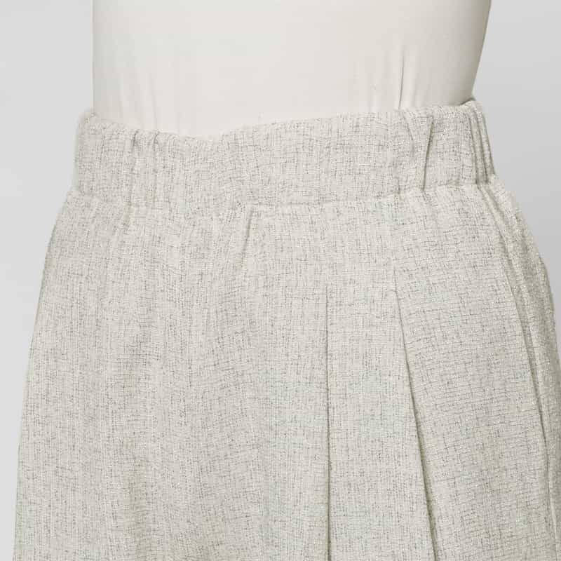 BARNEYS NEW YORK セットアップ ツイードライク ドローストリング付きタックワイドパンツ BEIGE