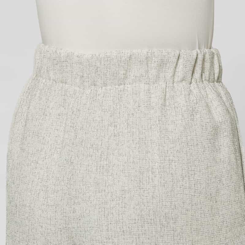 BARNEYS NEW YORK セットアップ ツイードライク ドローストリング付きタックワイドパンツ BEIGE