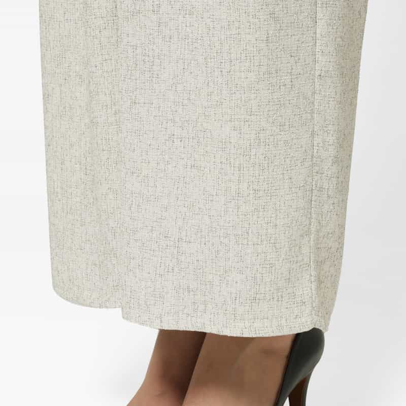 BARNEYS NEW YORK セットアップ ツイードライク ドローストリング付きタックワイドパンツ BEIGE
