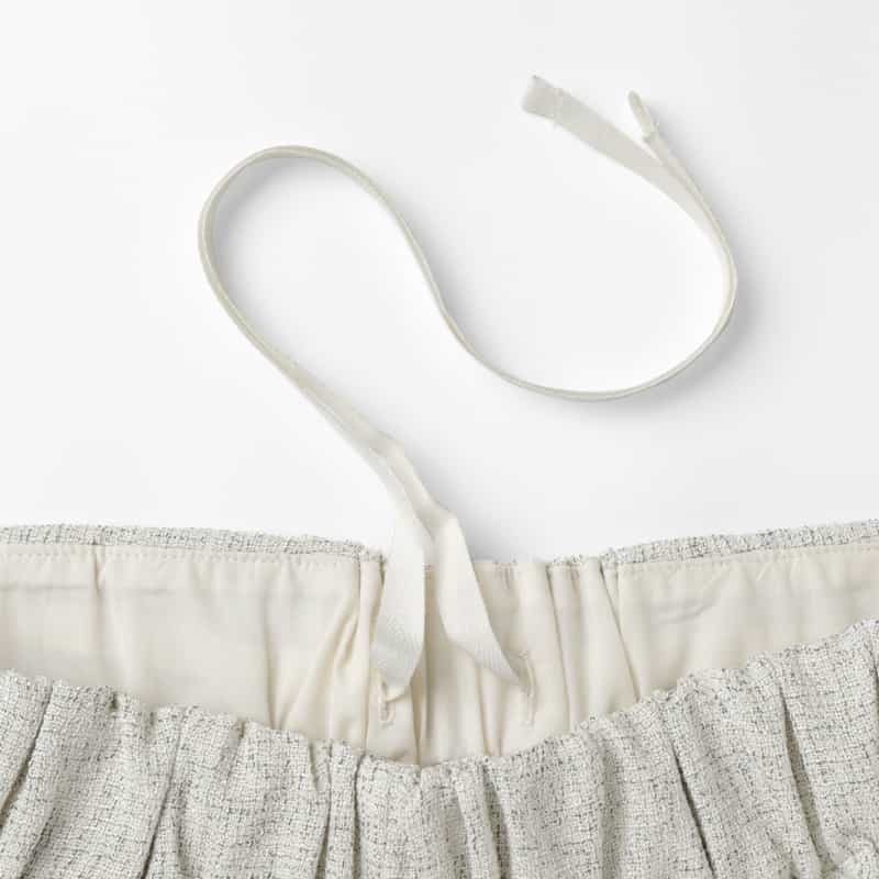 BARNEYS NEW YORK セットアップ ツイードライク ドローストリング付きタックワイドパンツ BEIGE