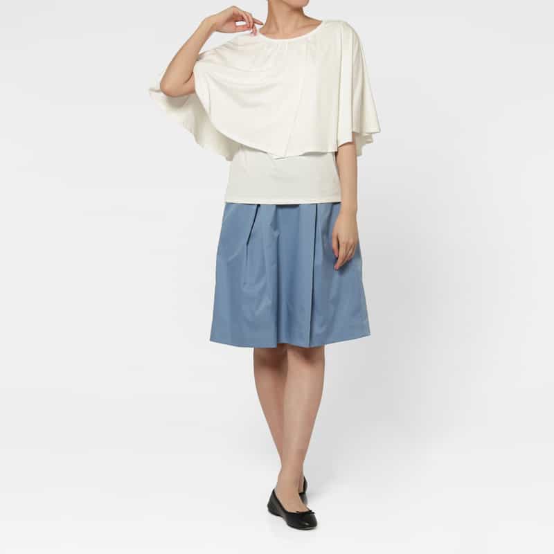 BARNEYS NEW YORK ウォッシャブル ケープデザインカットソー WHITE