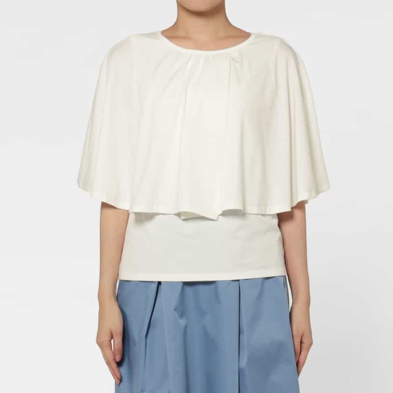 BARNEYS NEW YORK ウォッシャブル ケープデザインカットソー WHITE