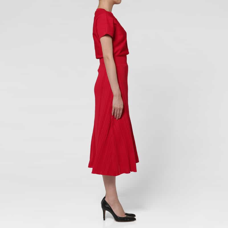 BARNEYS NEW YORK ウォッシャブル フレンチスリーブ ニットドレス（ペチコート付き） RED