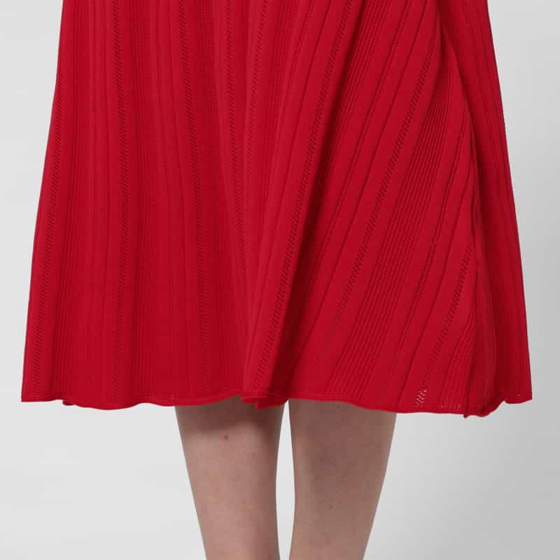 BARNEYS NEW YORK ウォッシャブル フレンチスリーブ ニットドレス（ペチコート付き） RED