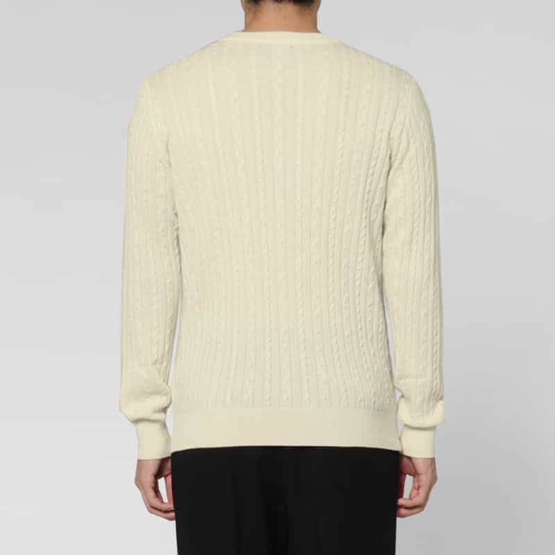 BARNEYS NEW YORK シルクカシミヤ素材ケーブルニットプルオーバー WHITE