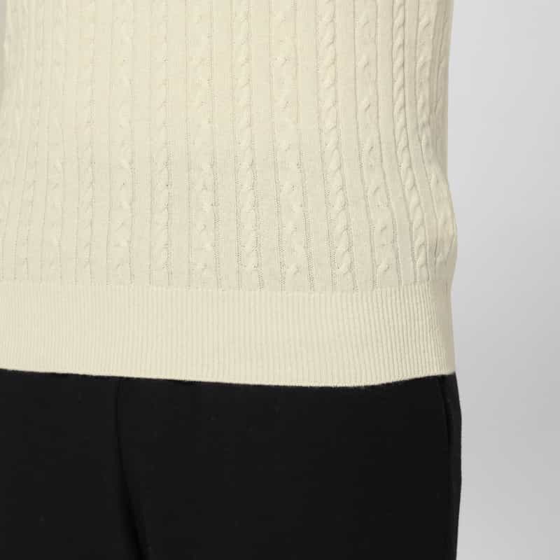 BARNEYS NEW YORK シルクカシミヤ素材ケーブルニットプルオーバー WHITE