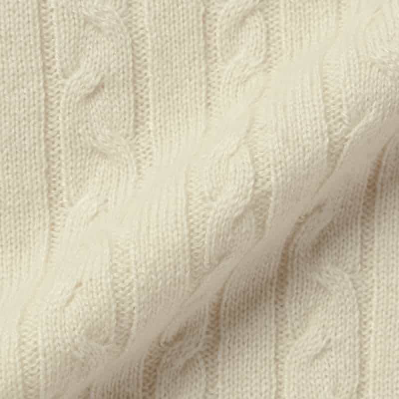 BARNEYS NEW YORK シルクカシミヤ素材ケーブルニットプルオーバー WHITE