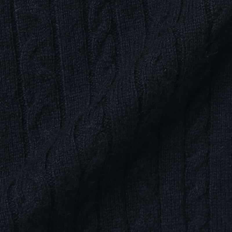 BARNEYS NEW YORK シルクカシミヤ素材ケーブルニットプルオーバー NAVY