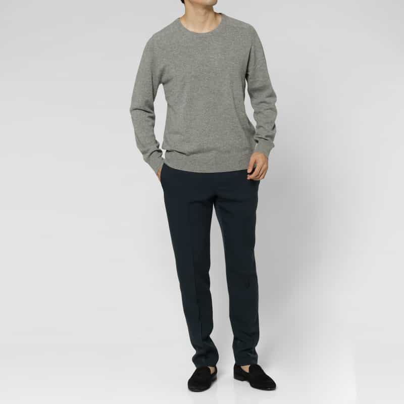 BARNEYS NEW YORK カシミヤ素材クルーネックニットプルオーバー GRAY