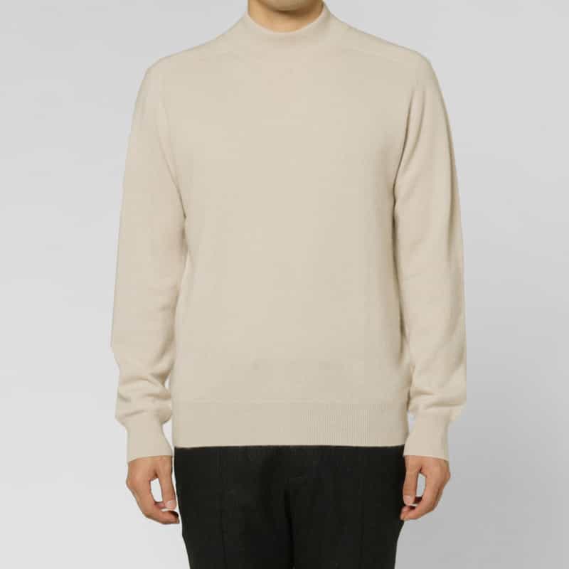 BARNEYS NEW YORK カシミヤ素材モックネックニットプルオーバー BEIGE