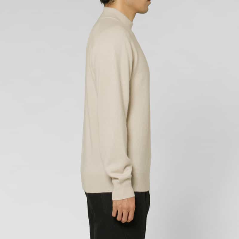 BARNEYS NEW YORK カシミヤ素材モックネックニットプルオーバー BEIGE