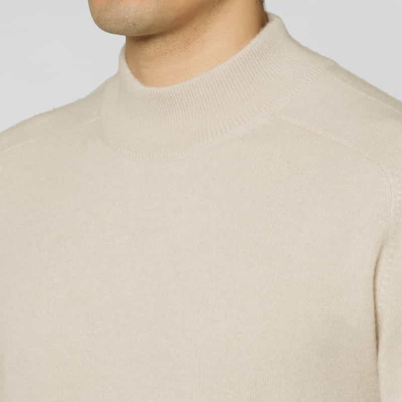 BARNEYS NEW YORK カシミヤ素材モックネックニットプルオーバー BEIGE
