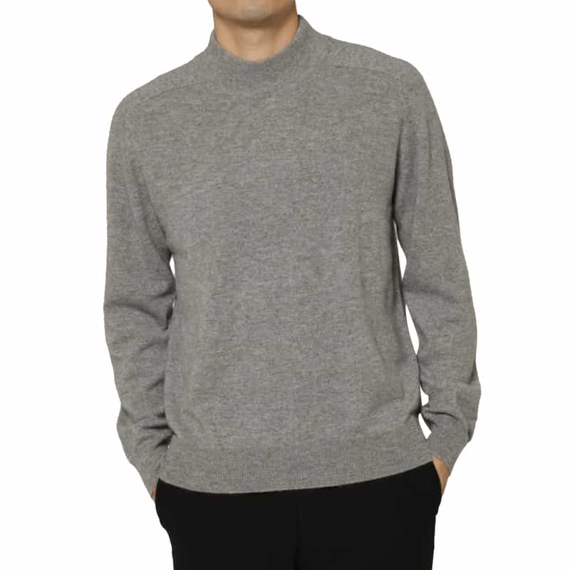 BARNEYS NEW YORK カシミヤ素材モックネックニットプルオーバー LIGHT GRAY