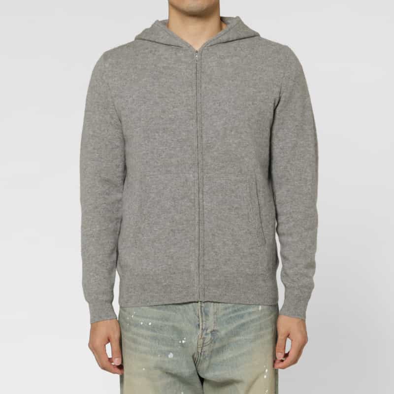 BARNEYS NEW YORK カシミヤ素材ジップアップニットフーディ GRAY