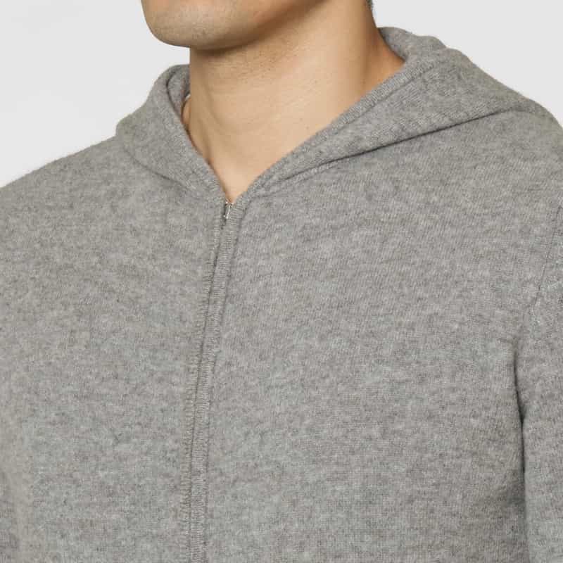 BARNEYS NEW YORK カシミヤ素材ジップアップニットフーディ GRAY