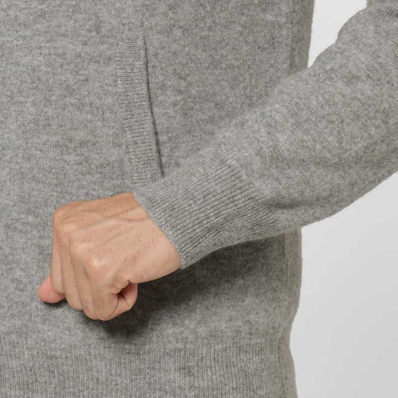 BARNEYS NEW YORK カシミヤ素材ジップアップニットフーディ GRAY