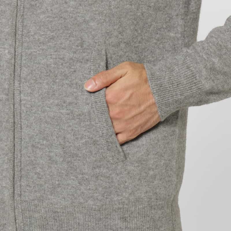 BARNEYS NEW YORK カシミヤ素材ジップアップニットフーディ GRAY