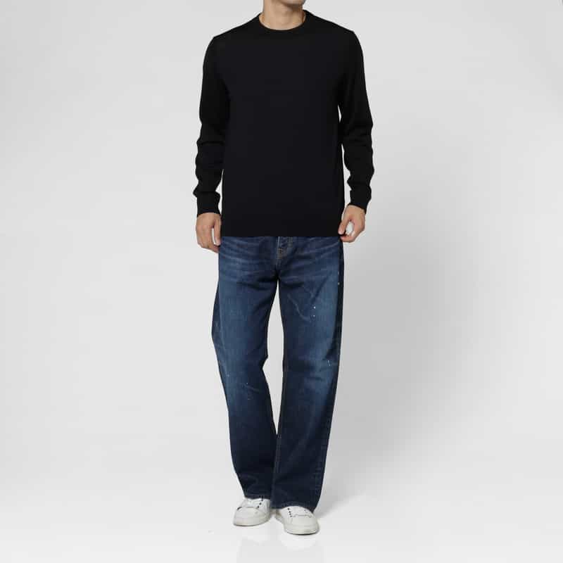 BARNEYS NEW YORK クルーネックニットプルオーバー（SUPER140s） BLACK