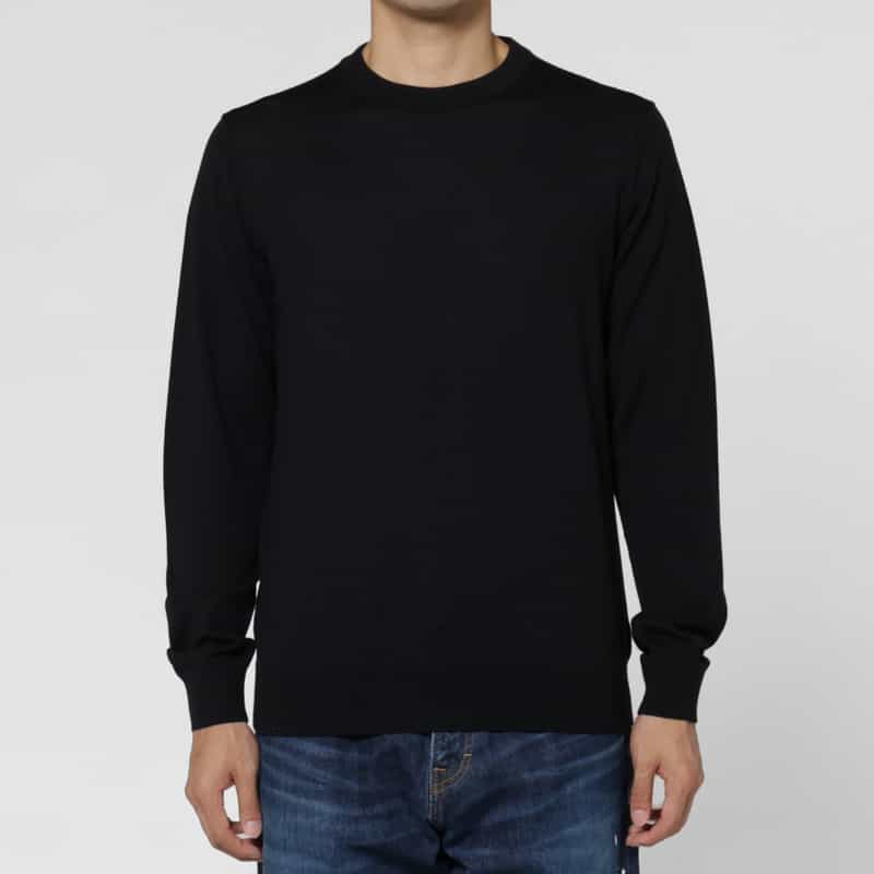 BARNEYS NEW YORK クルーネックニットプルオーバー（SUPER140s） BLACK