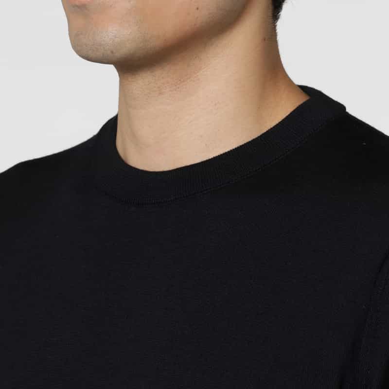 BARNEYS NEW YORK クルーネックニットプルオーバー（SUPER140s） BLACK