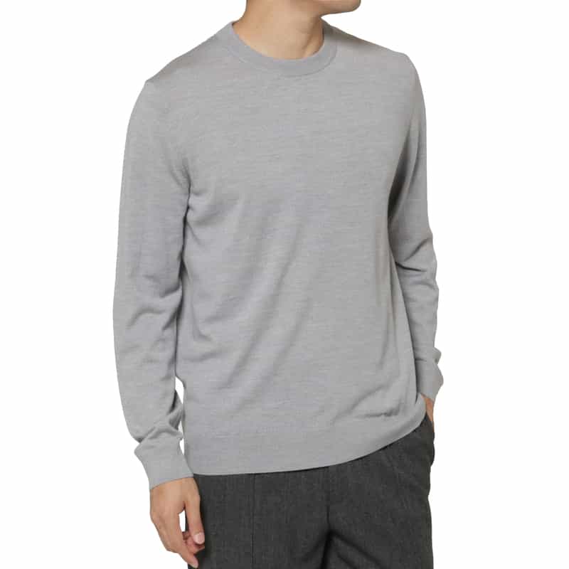 BARNEYS NEW YORK クルーネックニットプルオーバー（SUPER140s） LIGHT GRAY
