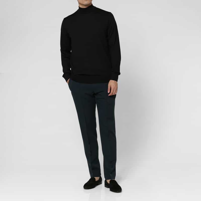 BARNEYS NEW YORK モックネックニットプルオーバー（SUPER140s） BLACK