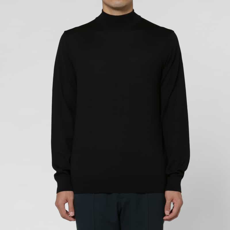 BARNEYS NEW YORK モックネックニットプルオーバー（SUPER140s） BLACK