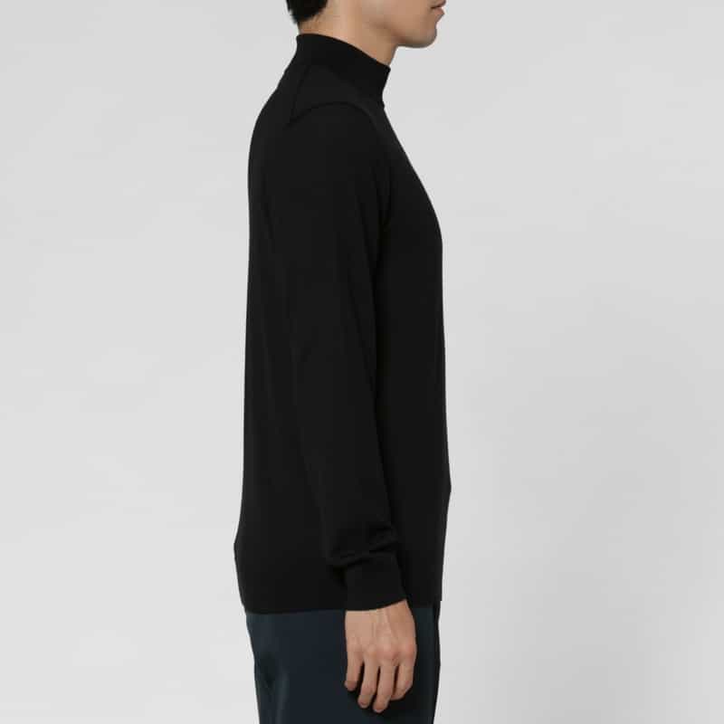 BARNEYS NEW YORK モックネックニットプルオーバー（SUPER140s） BLACK