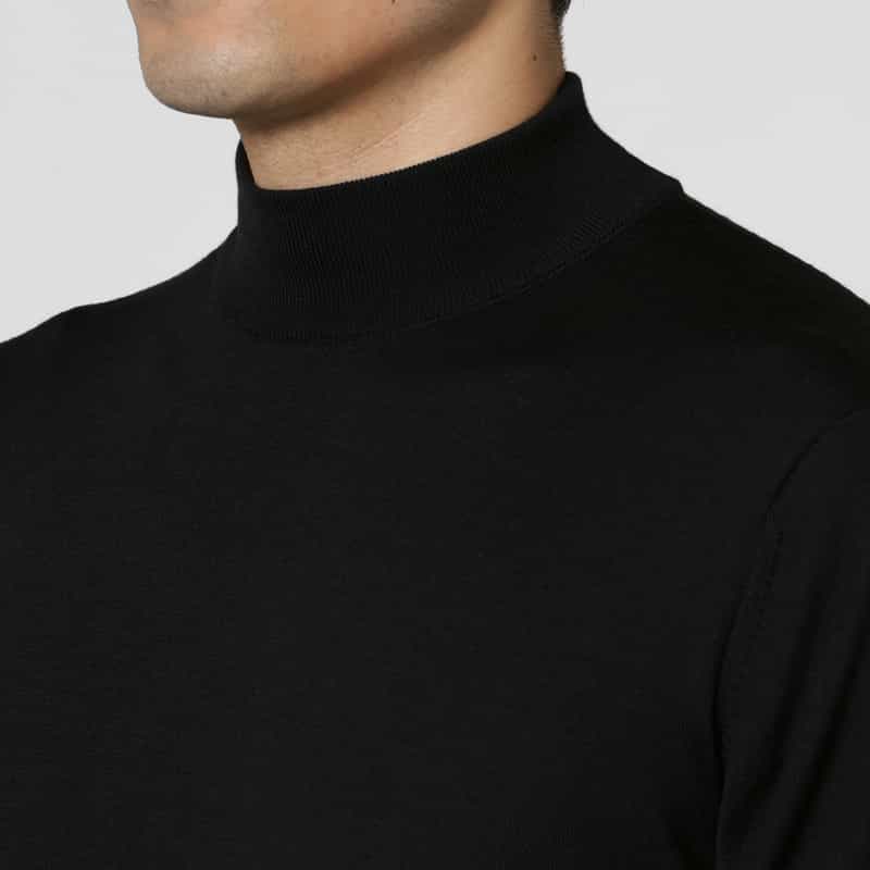 BARNEYS NEW YORK モックネックニットプルオーバー（SUPER140s） BLACK