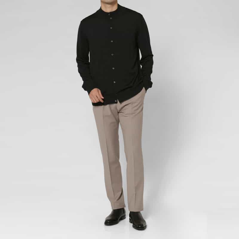 BARNEYS NEW YORK ロングスリーブスタンドカラーニットカーディガン（SUPER140s） DARK GRAY