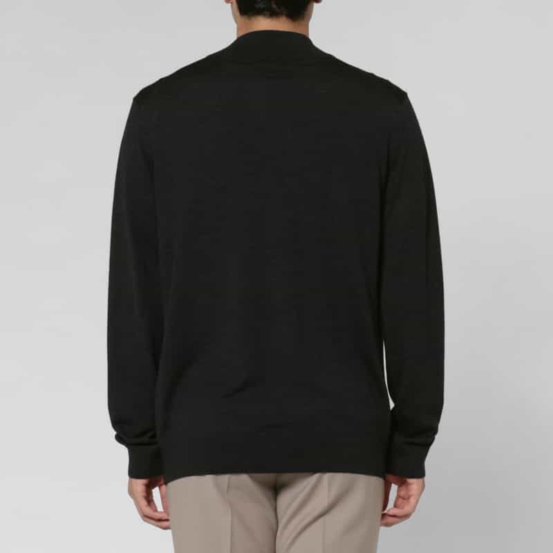 BARNEYS NEW YORK ロングスリーブスタンドカラーニットカーディガン（SUPER140s） DARK GRAY