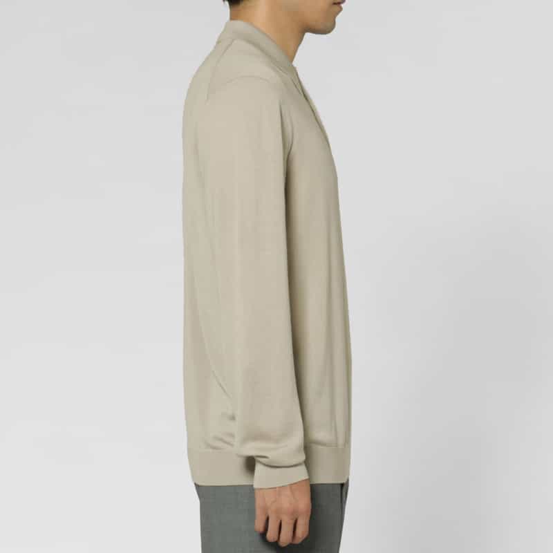 BARNEYS NEW YORK ロングスリーブニットポロシャツ（SUPER140s） BEIGE