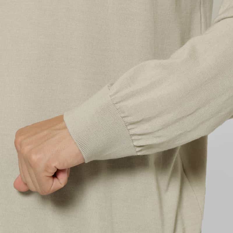 BARNEYS NEW YORK ロングスリーブニットポロシャツ（SUPER140s） BEIGE