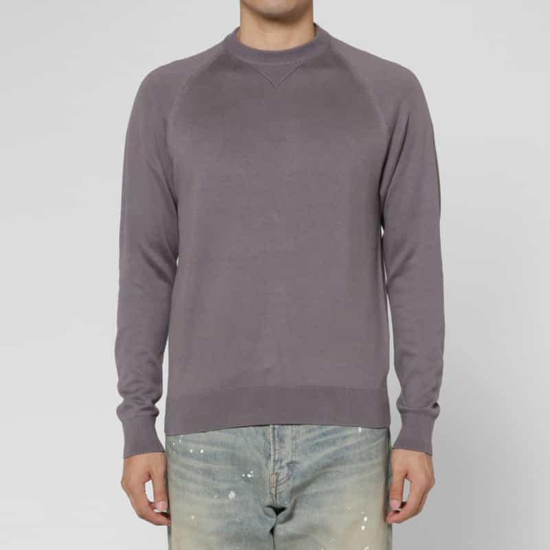BARNEYS NEW YORK シルク ラグランスリーブクルーネックニットプルオーバー GRAY