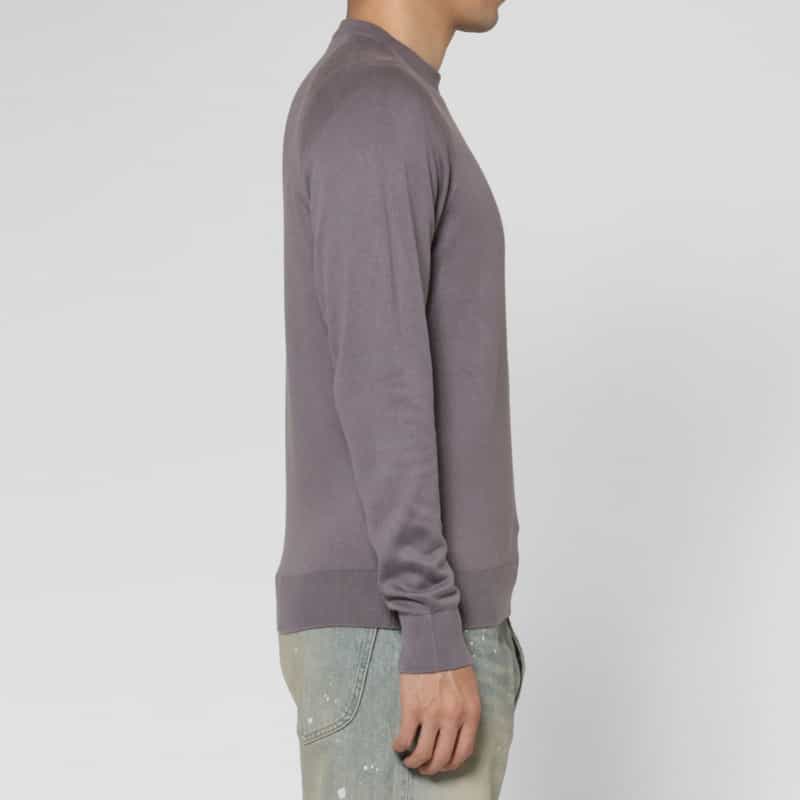 BARNEYS NEW YORK シルク ラグランスリーブクルーネックニットプルオーバー GRAY