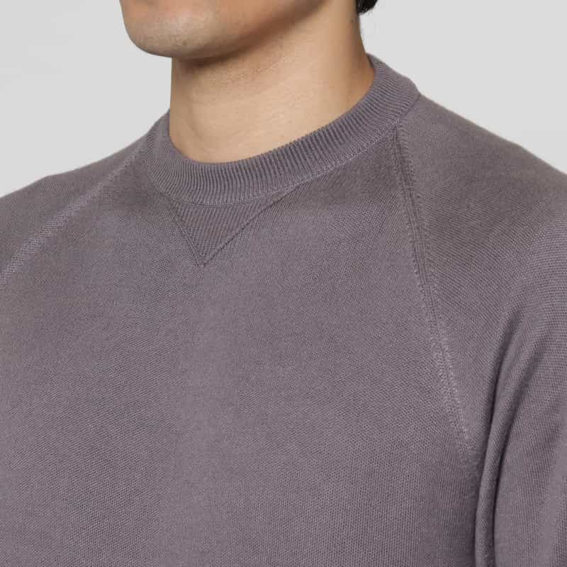 BARNEYS NEW YORK シルク ラグランスリーブクルーネックニットプルオーバー GRAY
