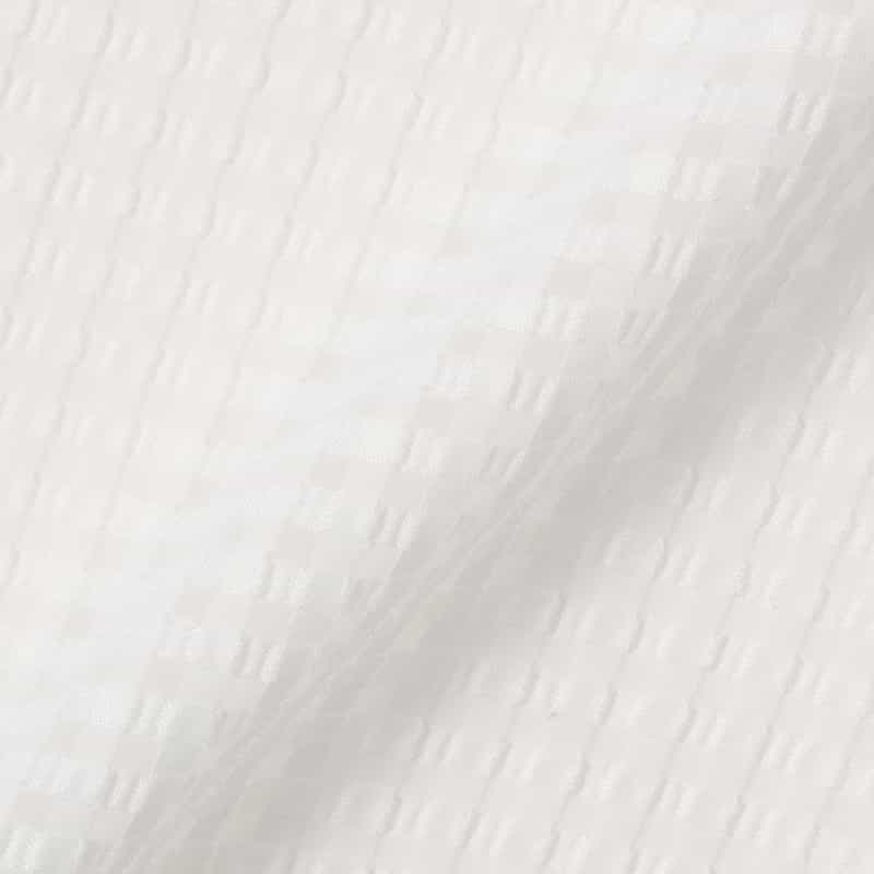 BARNEYS NEW YORK セットアップ ウォッシャブル サテンサッカー素材ギンガムチェック柄ボリュームヘムブラウス WHITE