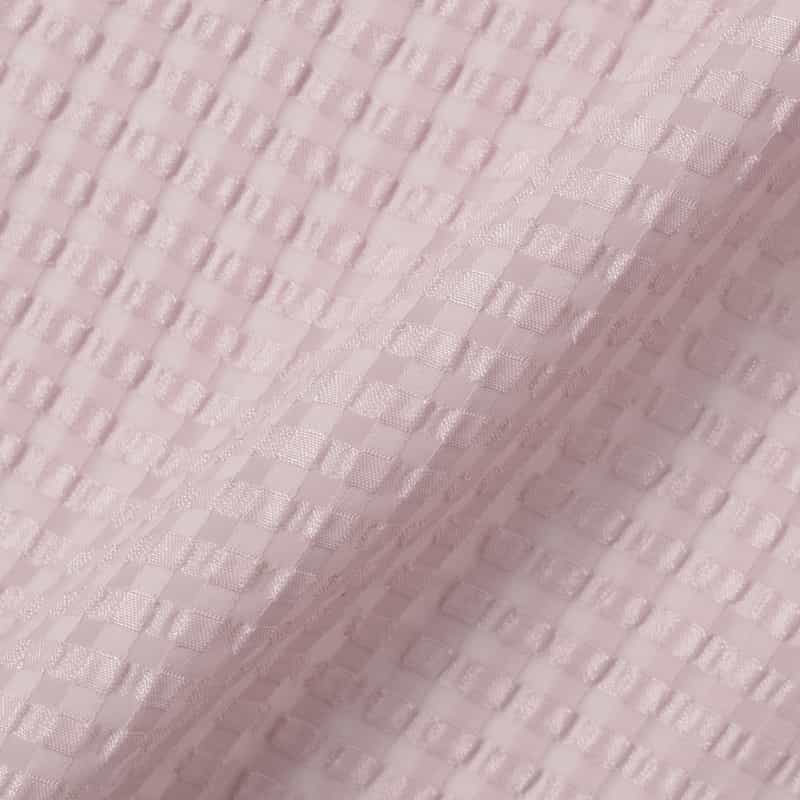 BARNEYS NEW YORK セットアップ ウォッシャブル サテンサッカー素材ギンガムチェック柄ボリュームヘムブラウス PINK