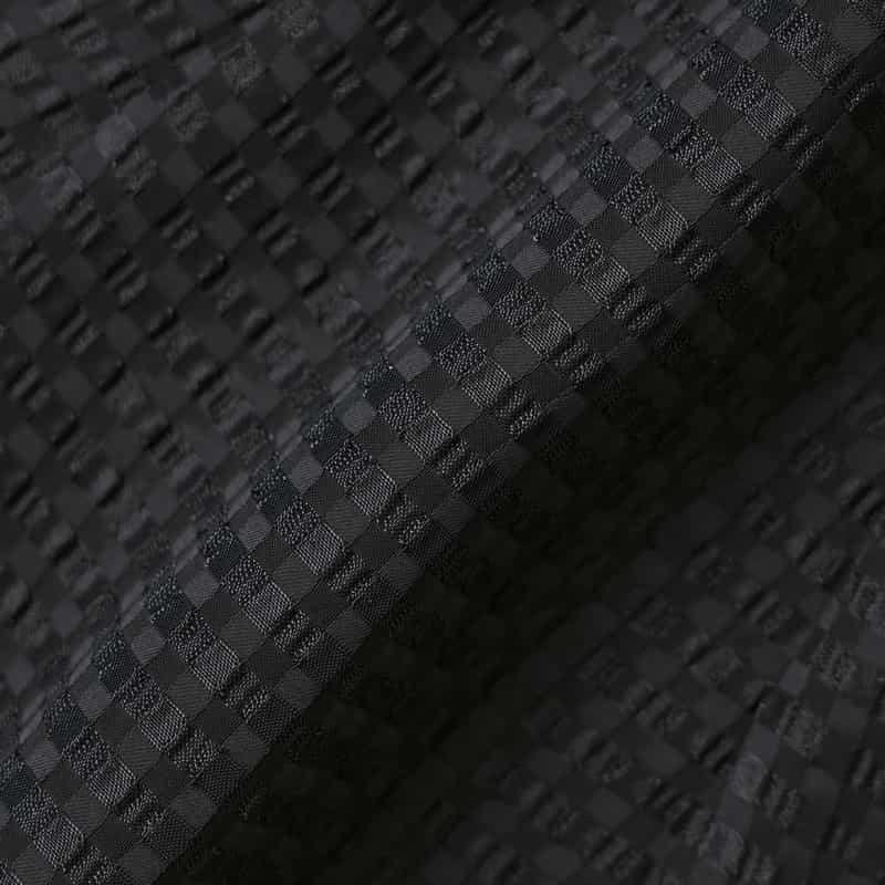 BARNEYS NEW YORK セットアップ ウォッシャブル サテンサッカー素材ギンガムチェック柄ボリュームヘムブラウス BLACK