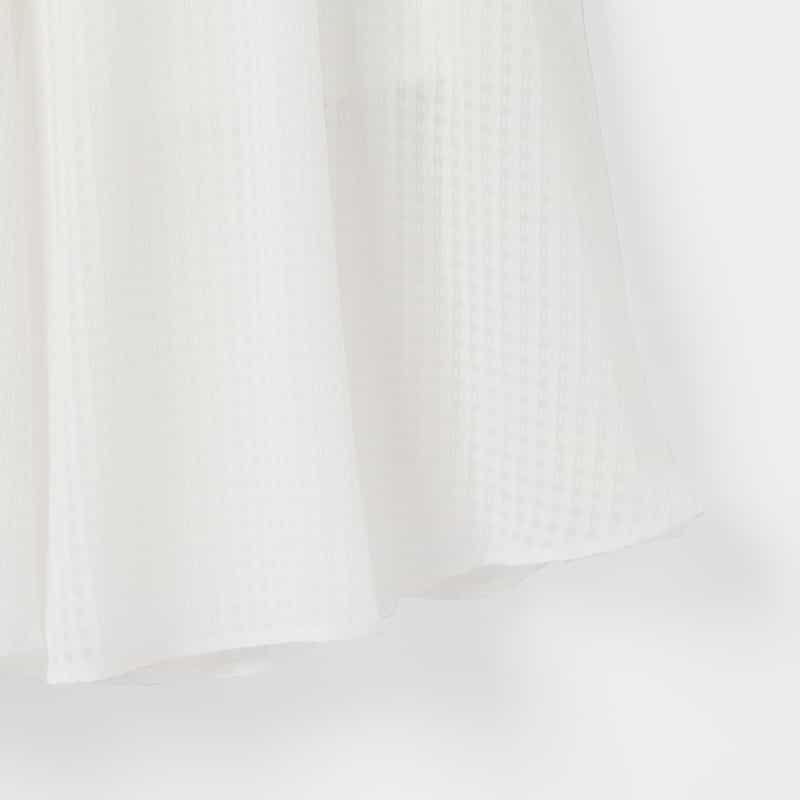 BARNEYS NEW YORK セットアップ ウォッシャブル サテンサッカー素材ギンガムチェック柄ドローストリングスカート WHITE