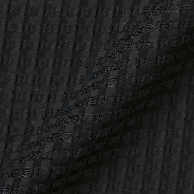 BARNEYS NEW YORK セットアップ ウォッシャブル サテンサッカー素材ギンガムチェック柄ドローストリングスカート BLACK