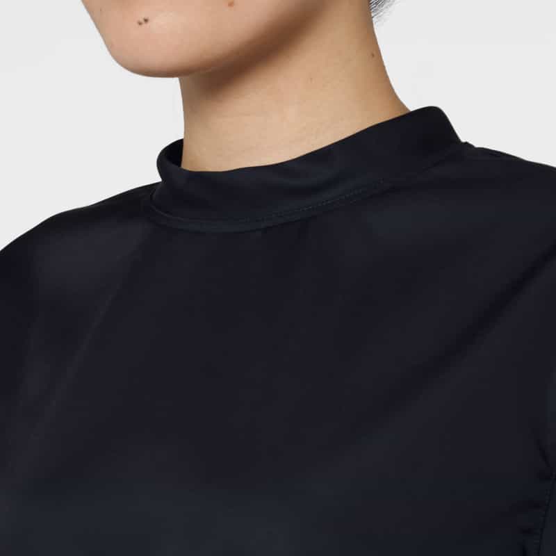 BARNEYS NEW YORK ウォッシャブル ハイネックデザインブラウス NAVY