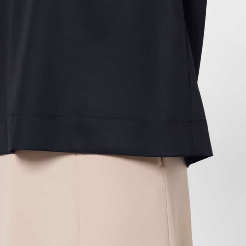 BARNEYS NEW YORK ウォッシャブル ハイネックデザインブラウス NAVY