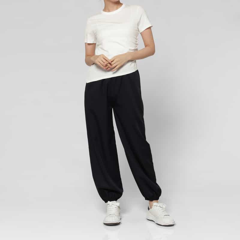 BARNEYS NEW YORK ウォッシャブル ドローストリング バルーンイージーパンツ NAVY